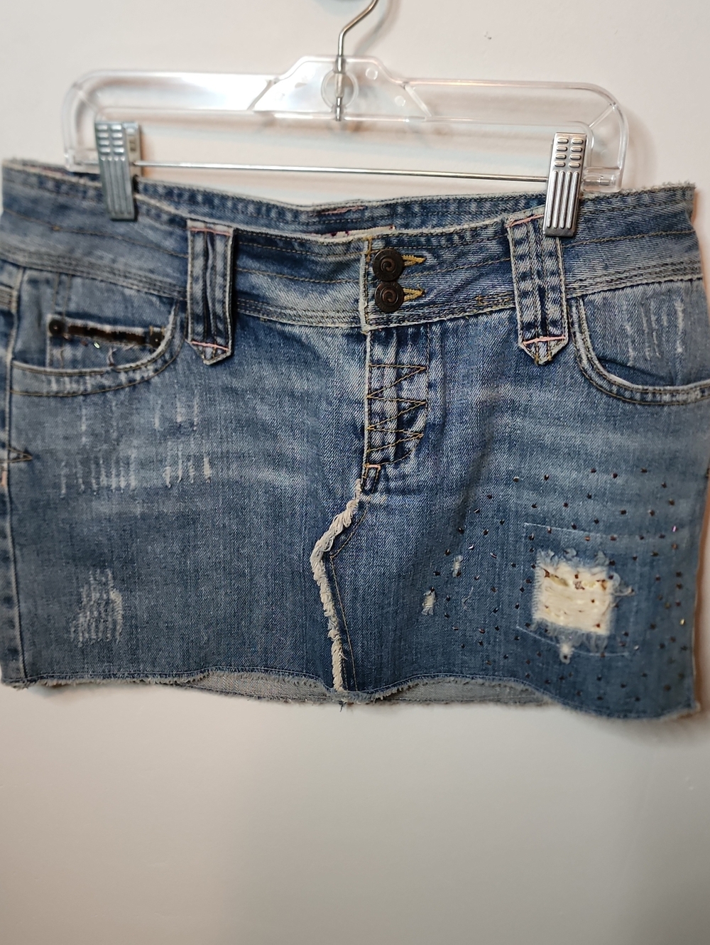 Kali Blue Distressed Denim Mini Skirt